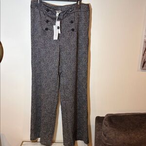 Jason Wu Tweed Wide Leg Trousers - Side Zip- Sz 12 - Slight Stretch - Sailor